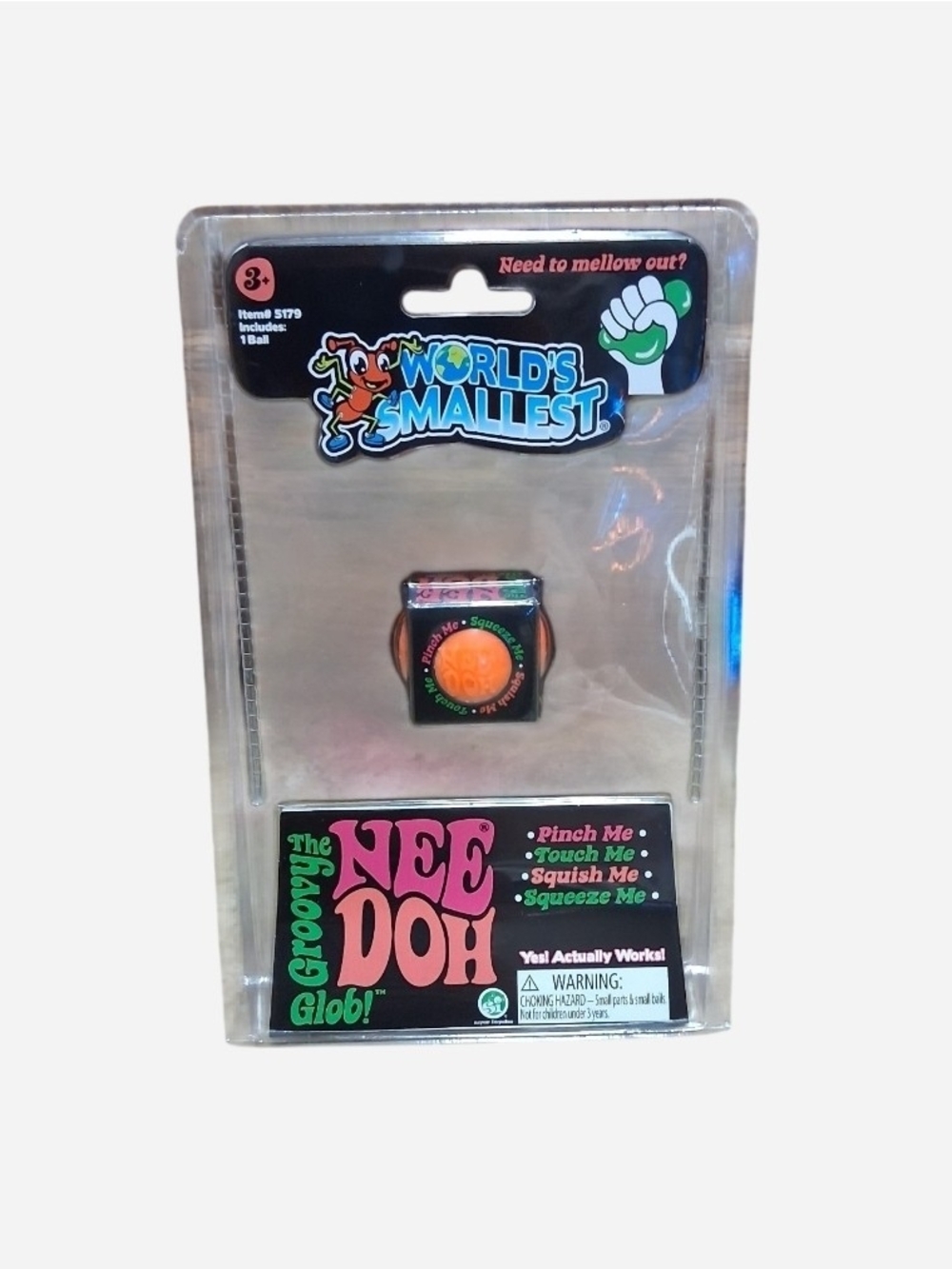 Worlds Smallest Needoh The Groovy Globe-Orange- NEW